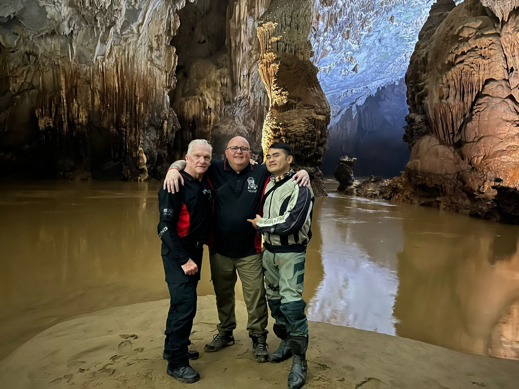 Vietnam epic motor adventures - our guide and riders visit caves in Quang Binh route